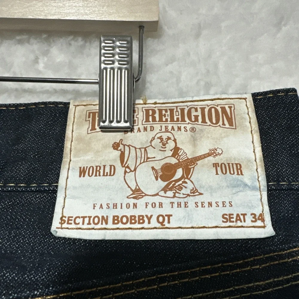 Vintage True‎ Religion Jeans Bobby QT Blue Dark Wash Size 33 Made In USA